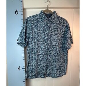 Verdo Linen Blue Floral Short Sleeve Button Down Shirt‎ Men's Medium